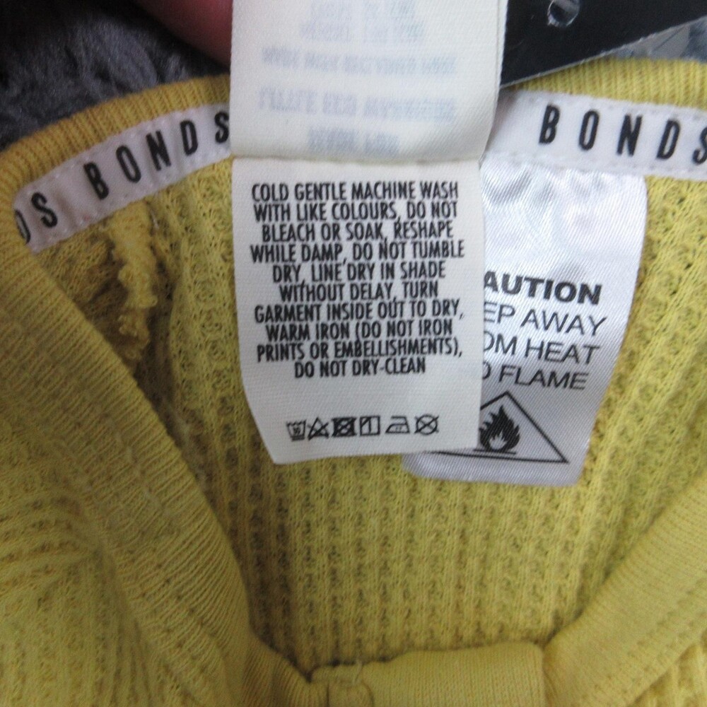 Bonds Coverall One Piece Kids 4 Yellow Eco Thermal Waffle Knit Zip Pajamas NWT - Picture 11 of 16